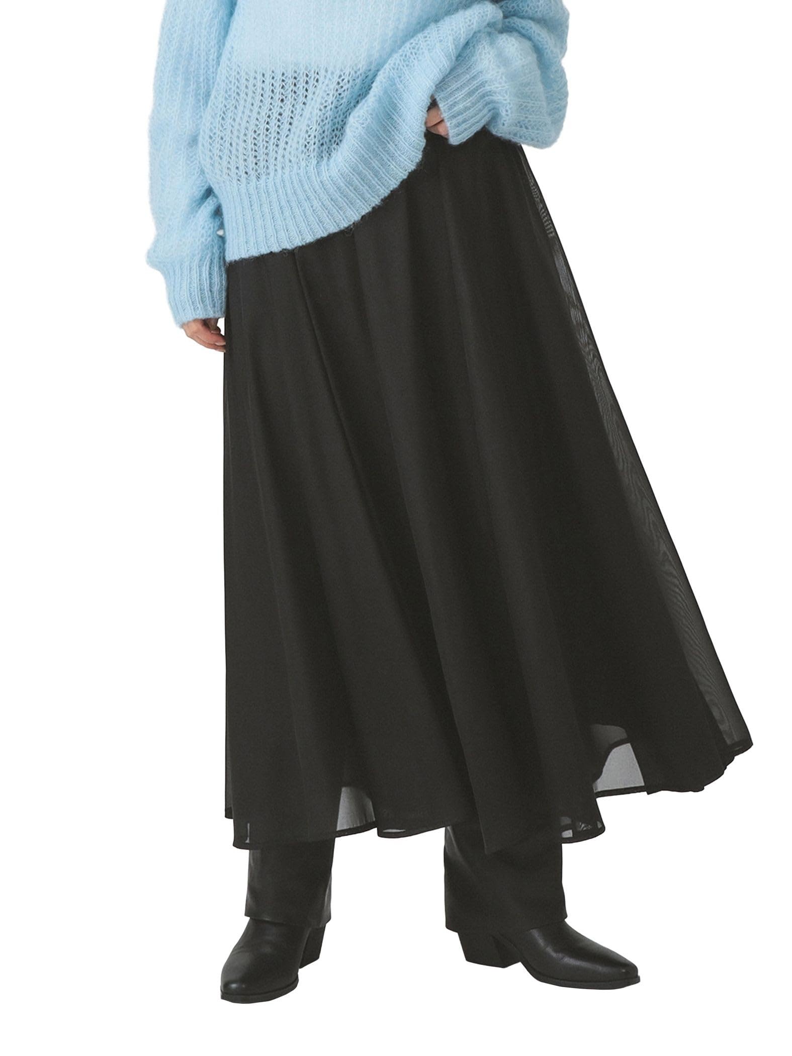 Женская прозрачная расклешенная юбка с сборками Ray Beams, Черный 0