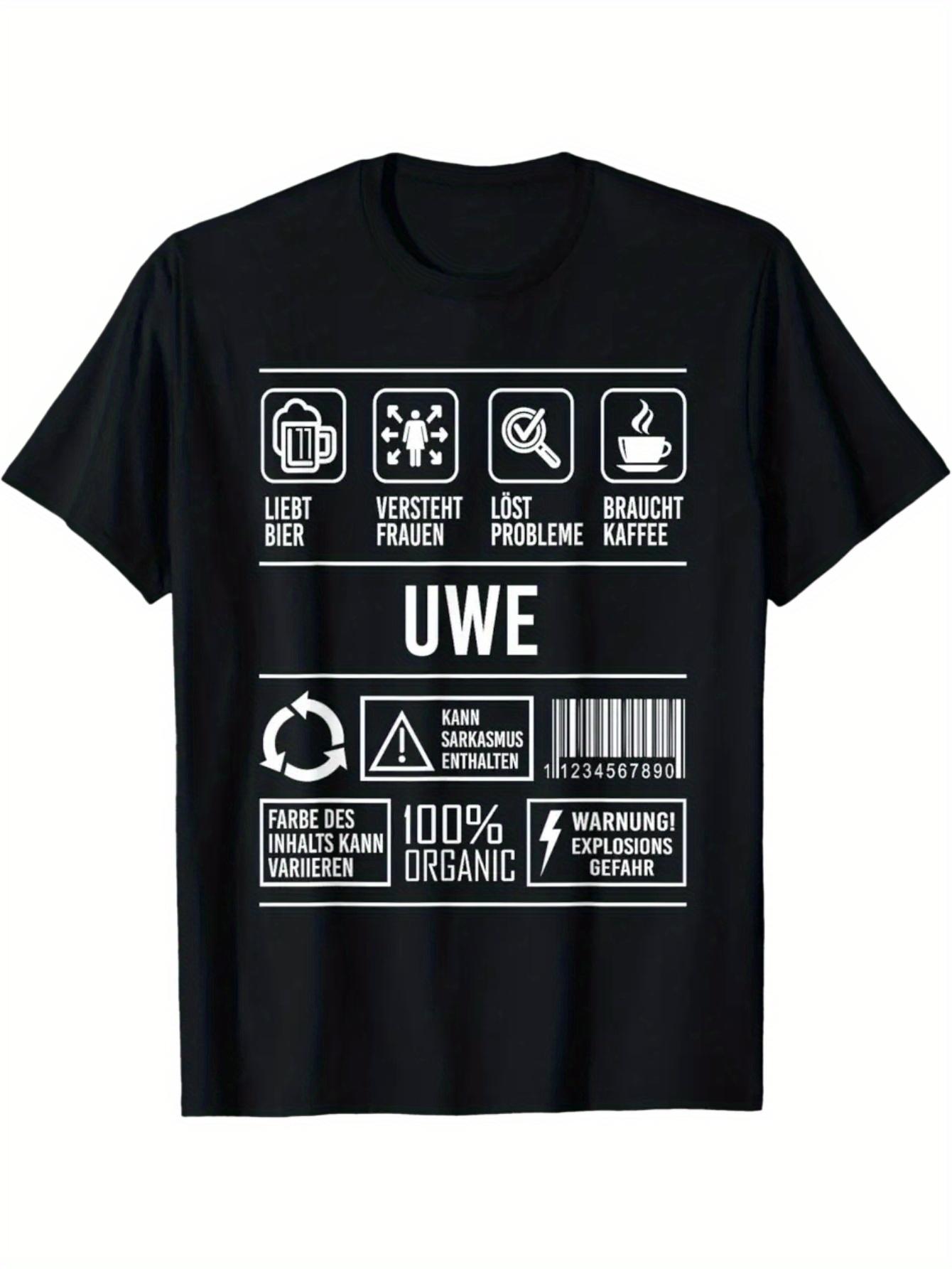 Uwe Fans German Phrase & Beer Design T-Shirt - Uwe Quotes Collectible Crew Neck Tee for Men & M