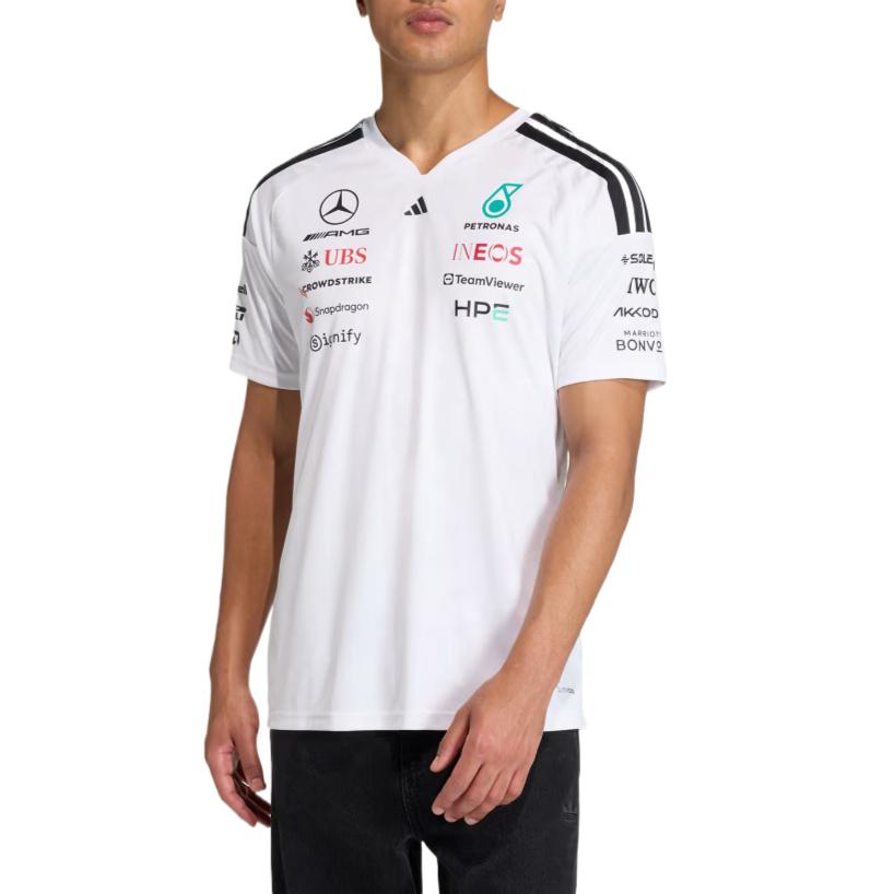 Adidas Climacool Mercedes-AMG Petronas F1 Team Moisture-Wicking Solid Slim Fit Short Sleeve Racing Shirt Men tops KF0160