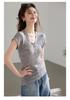 __ Natural Ensemble __ Series V-neck Short-sleeved Linen Knitted Shirt