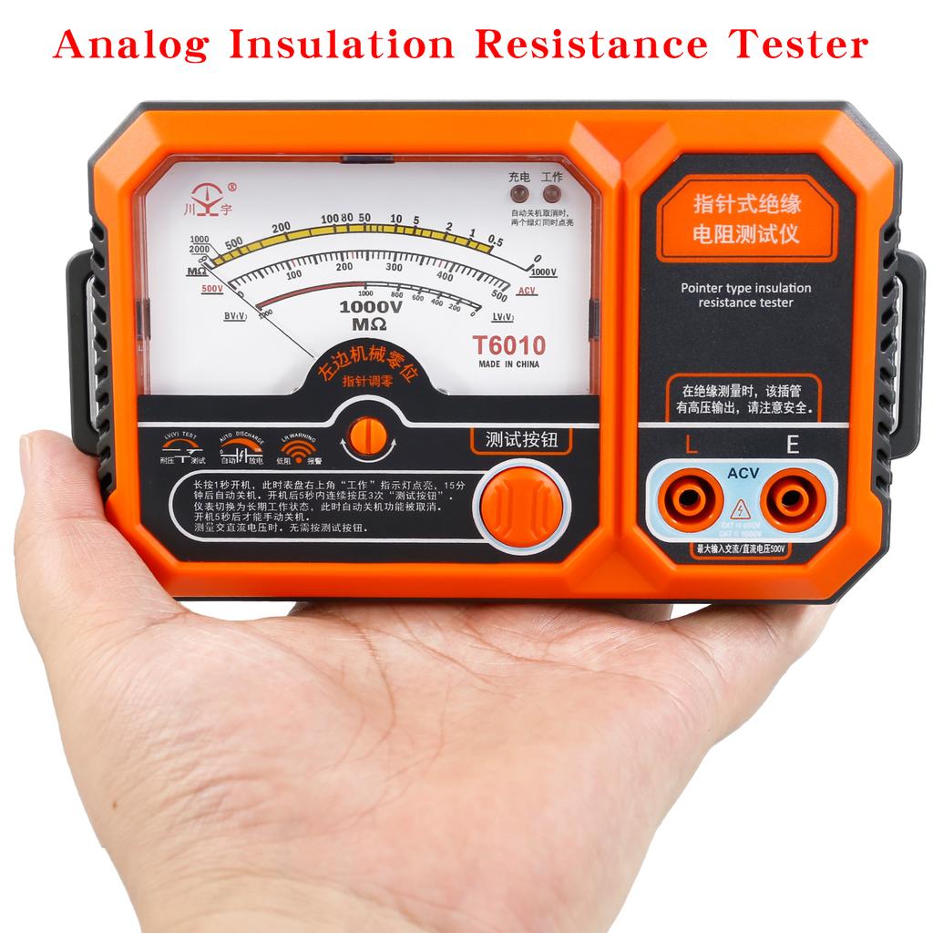 T6005 USB Rechargeable 500V Analog Insulation Resistance Tester T6010 Megaohmmeter