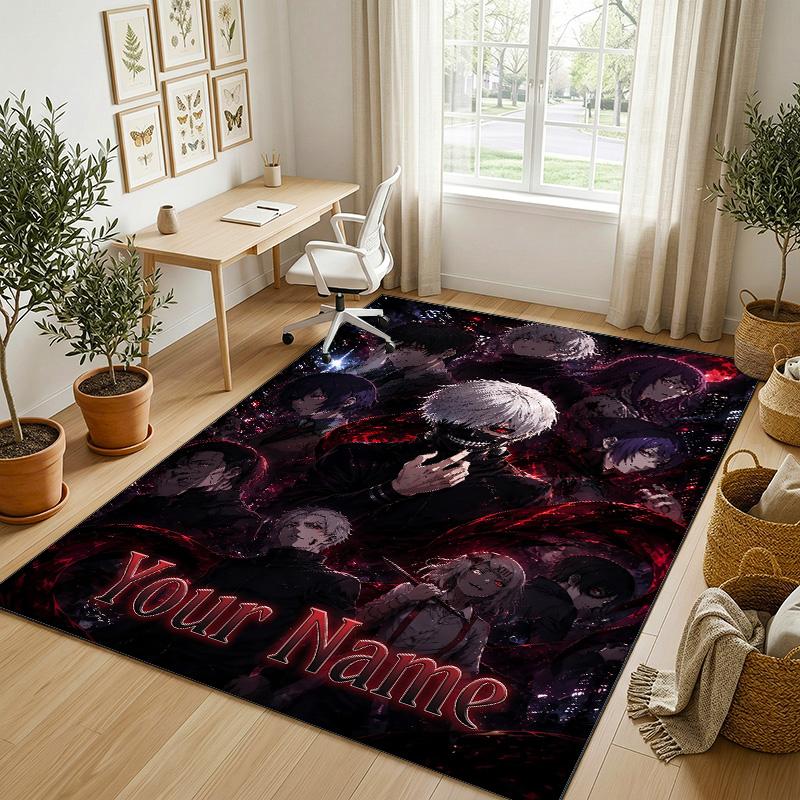 Personalized Crystal Velvet Carpet,Tokyo Ghoul Custom Printed Name, Plush Area Rug For Home Indoor Decor
