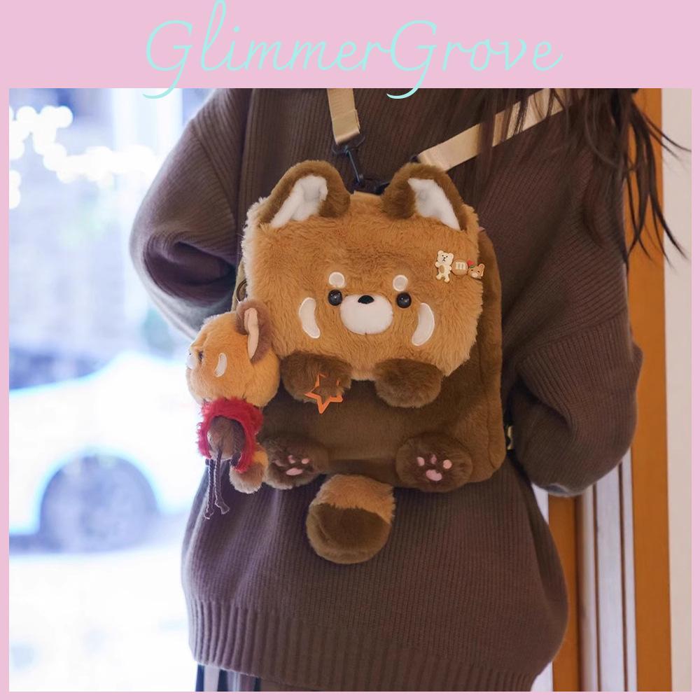 Plush Raccoon Backpack For Teens With Large Capacity And Soft Rabbit Fur Material