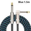 1Pcs TRS 1/4 inch 6.5mm Audio Cables 1.5/3/6M Braided Electric Guitar Cable Gold Plated Shielded 90 Degree Low Noice Jack Cable