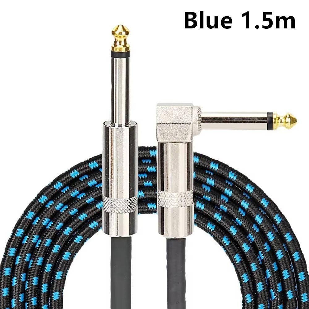 1Pcs TRS 1/4 inch 6.5mm Audio Cables 1.5/3/6M Braided Electric Guitar Cable Gold Plated Shielded 90 Degree Low Noice Jack Cable