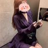 Purple V-neck Long-sleeved Chiffon Dress Women's Early Autumn Slim-fitting Temperament Short Skirt Imperial Sister Light and Mature Wind Waist A-word 