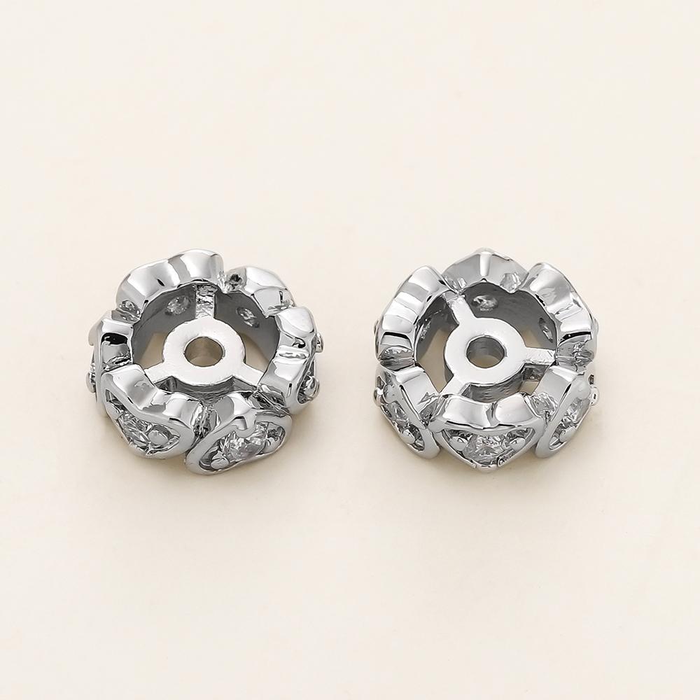 5/10Pcs/Pack 14/18K Gold Color Plated Round Heart Spacer Beads with Zircon for DIY Bracelet Jewelry Making Accessories