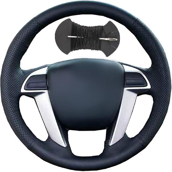 Car Steering Wheel Cover Microfiber Leather Stitch Wheel Wrap Fit for Honda Accord 8 2008-2013 Odyssey 2011-2014 Pilot 2012-2015,Black Thread Black Thread