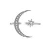 Fashion Irregular Moon Star Flower Diamond Couple Ring for Women Sterling Silver S925 Christmas Gift Jewelry Rings for Women