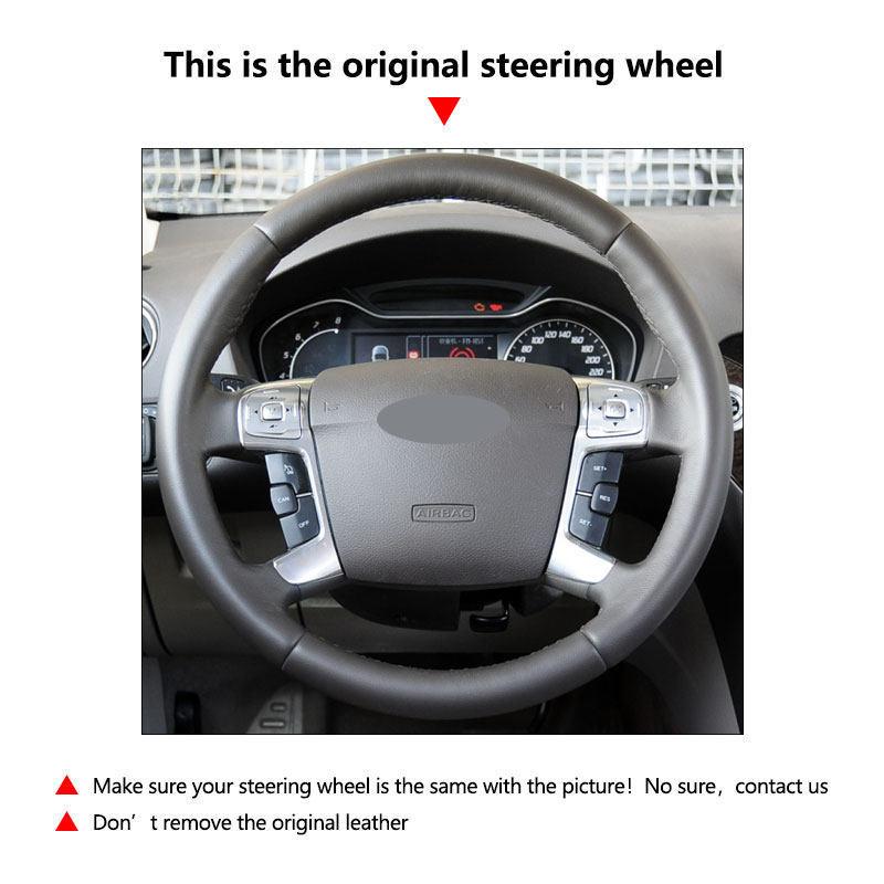 Car Accessory Steering Wheel Cover Leather Trim For Ford Mondeo 2007 2008 2009 2010 2011 2012 2013 2014 Galaxy S-Max 2006 Black