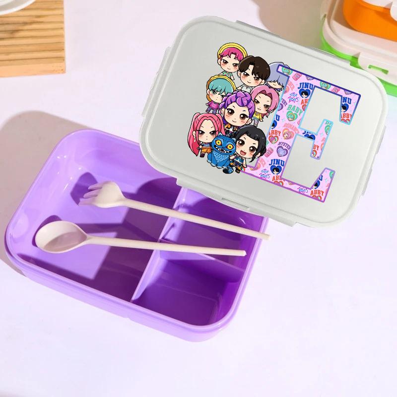 26letras KPop Caça-Demônios Lancheira Menina Menino Caixa Bento Portátil Estudante Hermética Conservador de Alimentos Camada Única Capacidade Presente para Criança