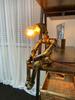 ALLUCK Retro Industrial Rusty Iron Water Pipe Table Lamp (Robot Steampunk) for Table or Side Desk, E27 110V, Single Light, Bronze, Suitable for