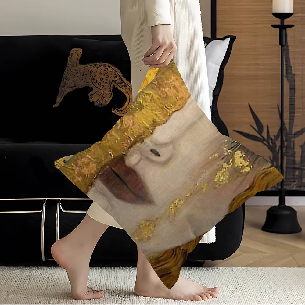 The Kiss Gustav Klimt Painting Cushion Cover Inches Farmhouse Decor Home Throw Pillow Covers For Couch Decorations