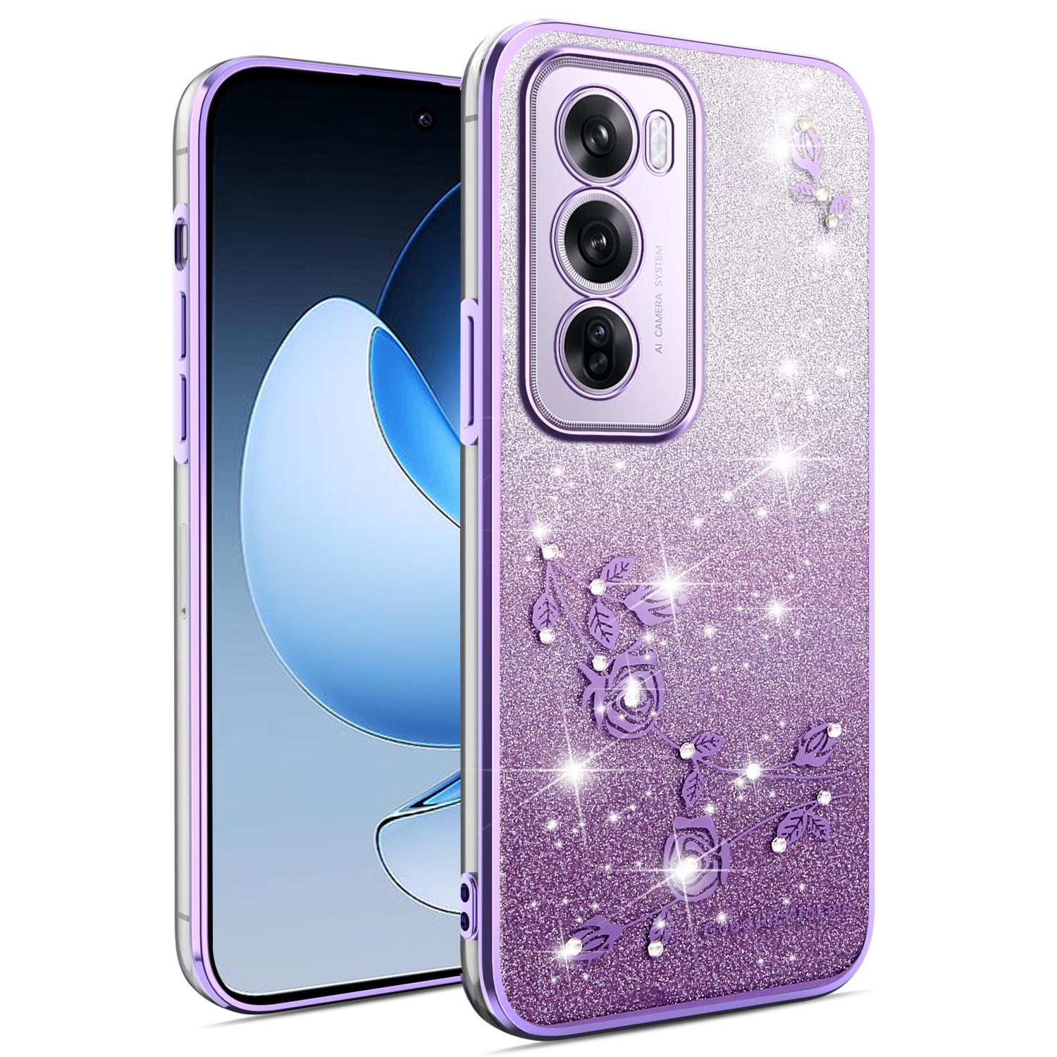 

Для Oppo Reno12 Pro 5G (Глобальний) Чохол Квітка TPU Гнучкий Градієнтний Чохол для Телефону Purple
