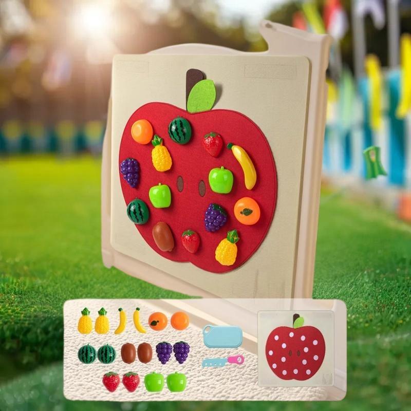 [J] 1 Set Fruits Pretend Play Kitchen Games Baby Felt Board Play Food Toys Wall Sticker Fine Motor Skills Early Educational Toy