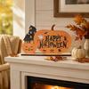 Halloween Home Festive Decor Wooden Table Sign, Cute Pumpkin Boo Ghost Solid Wood Sign Tabletop Centerpiece for Indoor Mantel Fireplace Smooth Holiday