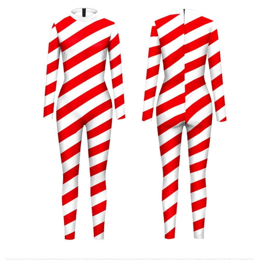 Adults Stars Christmas Accessories Printing Jumpsuit Women Men Halloween Cosplay Costume Carnival Party Stage Role Playing Dress Up Outfit
