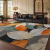 Golden Diamond Velvet Dot Plush Geometric Area Mat - Non-Slip Green/Orange/Gray Modern Leaf Design for Living Room & Bedroom