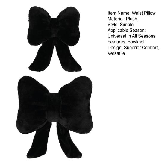 Plush Bow Car Headrest Pillow Lumbar Support Pillow Soft Comfortable Waist Pillow Elastic Bands Car Seat Back Cushion