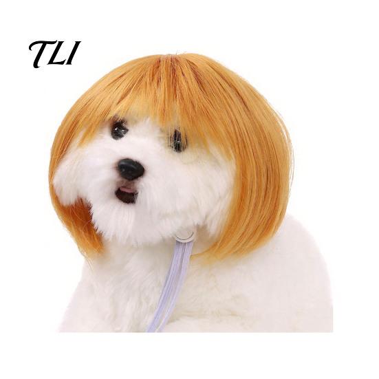Comfortable Dog Hair Accessories Funny Pet Wig, Cute Bob Cut Cat Afro Curly Wig with Adjustable Grooming Props Elastic Band, Breathable Cosplay