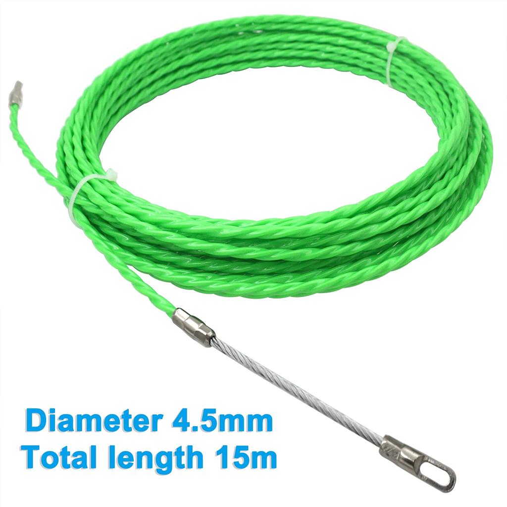 Akuoly Cable Pulling Wire, Steel Wire, Wire Pulling Tool, 15m Length, 4.5mm Diameter, Green