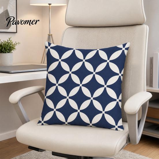 Relaxed Texture Pillowcase Geometric Pillow Cover, Washed Linen Look Throw Case with Hidden Nordic Zipper, Minimalist Cushion Cover for Sofa,