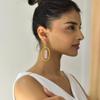 Natural Rose Quartz Hoops, 14K Gold Handmade Pink Quartz Stylish Earrings For Women, Healing Gemstone Earrings , Statement Jewelry for Her