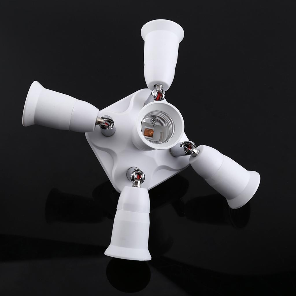 5 in 1   E27 To E27 Base Light Lamp Bulb Adapter Holder Socket Splitter New #3