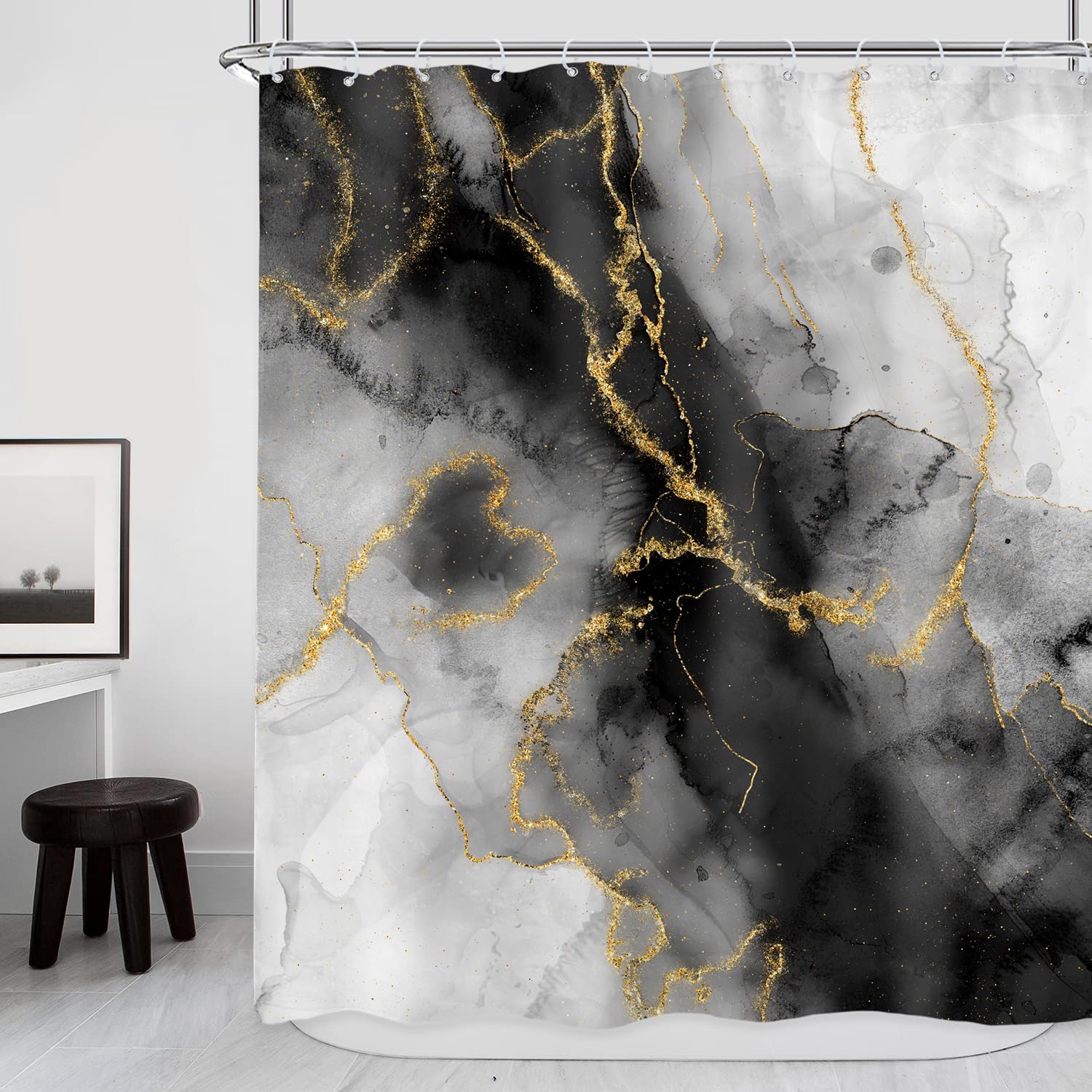 Riyidecor Abstract Watercolor Shower Curtain Blue Pink Aesthetic Modern Art Ombre Contemporary Colorful Girls Women 90x180CM