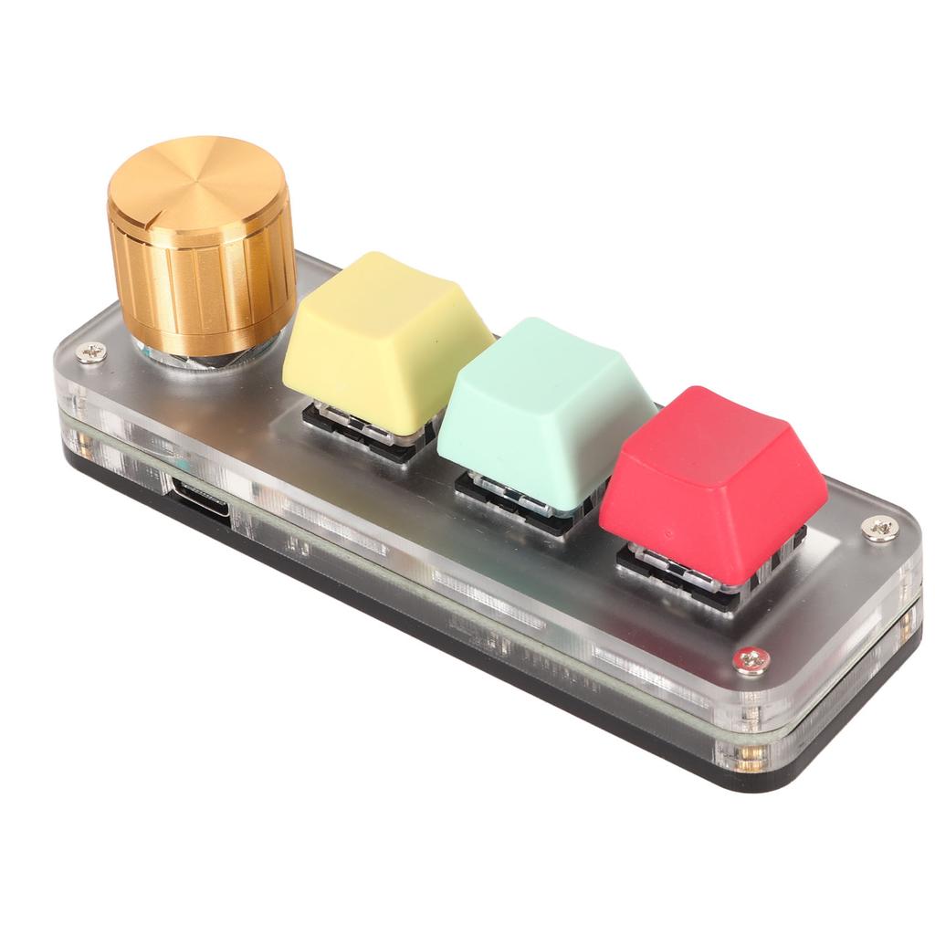 USB   3 Key Keypad with Knob   Programmable Type C Wired Connection Blue   One Handed Keypad for Gaming