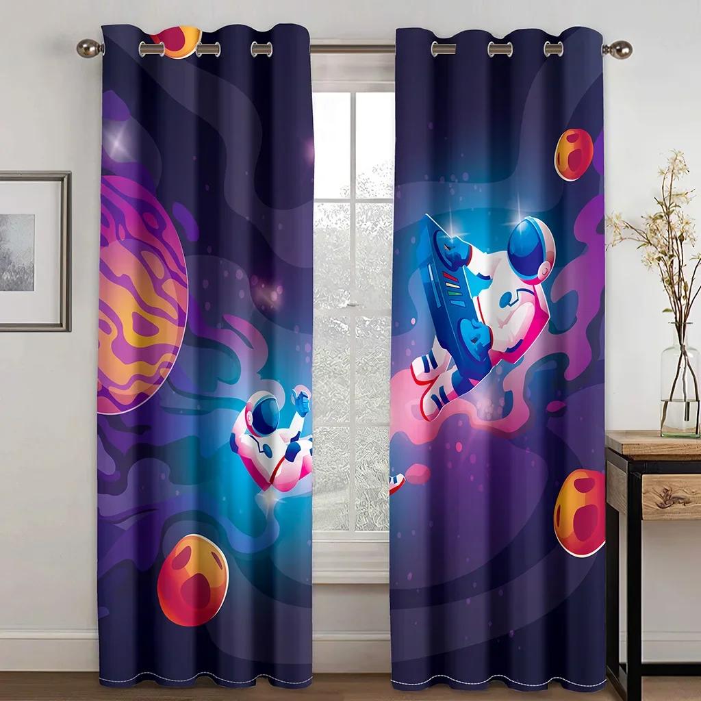 Weltraum Astronauten Vorhänge für Kinderzimmer Wohnzimmer Vorhänge für Wohnzimmer 2 Stück Kostenloser Versand
