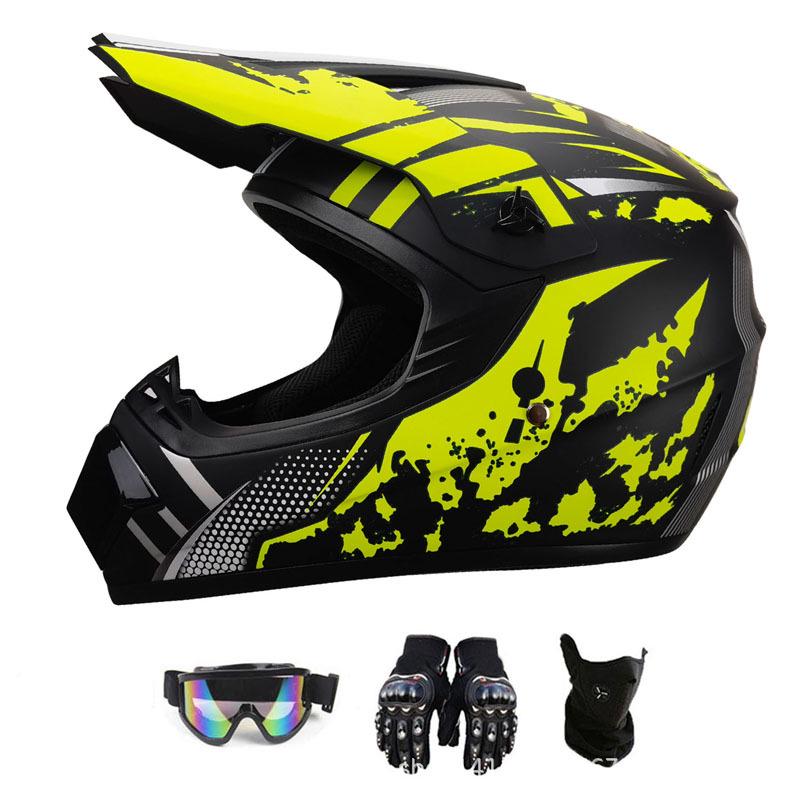 All-Season Unisex Off-road ATV Helmet with Goggles, Face Shield, and Gloves Extra Large