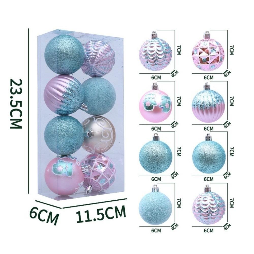 8pcs New 6cm Christmas Ball Pendant Electroplated DIY Xmas Tree Charm Plastics Xmas Tree Ornament for Christmas Celebration