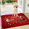 Non-Slip Christmas Slogan Doormat Washable Indoor Holiday Rug with Santa Reindeer Design for Front Door Decor