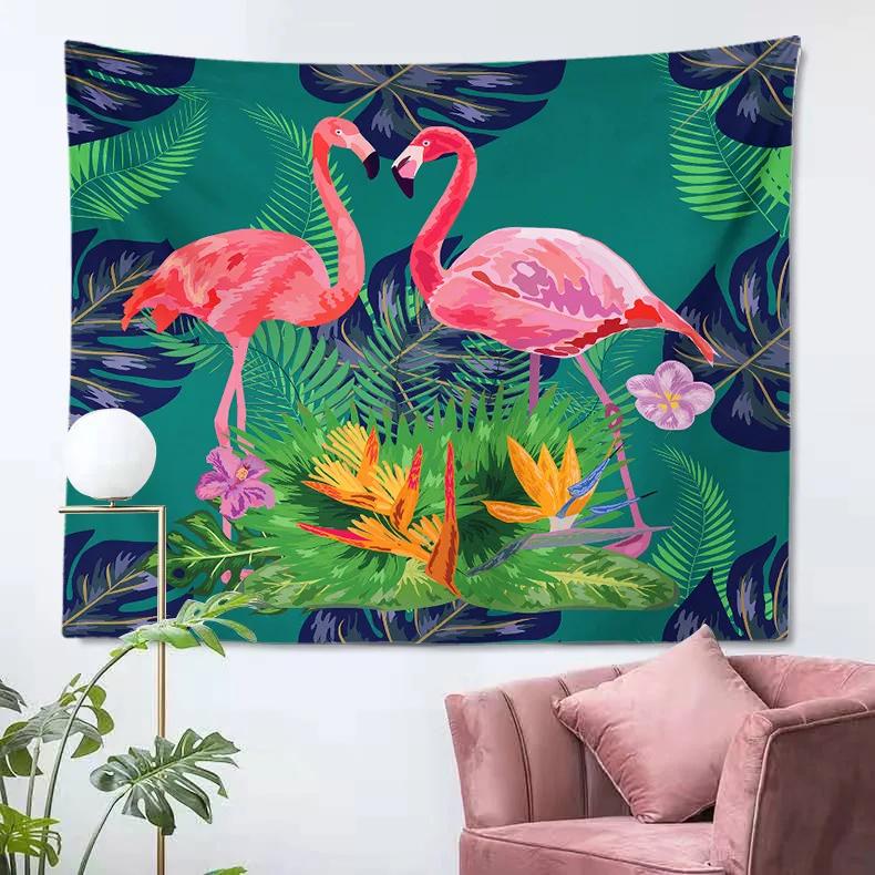Pink Flamingo Tapestry Wall Background Cloth Sofa Decoration Wild Animals Hanging Tapestry for Bedroom Home Living Room Decor