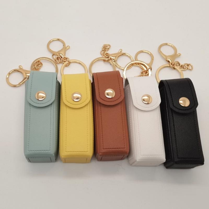 Luxuriöse Leder Lippenstifttasche Schlüsselanhänger Exquisite Aufbewahrungstasche Anhänger Lippenbalsamtasche Schlüsselanhänger Damen Accessoires Schmuck