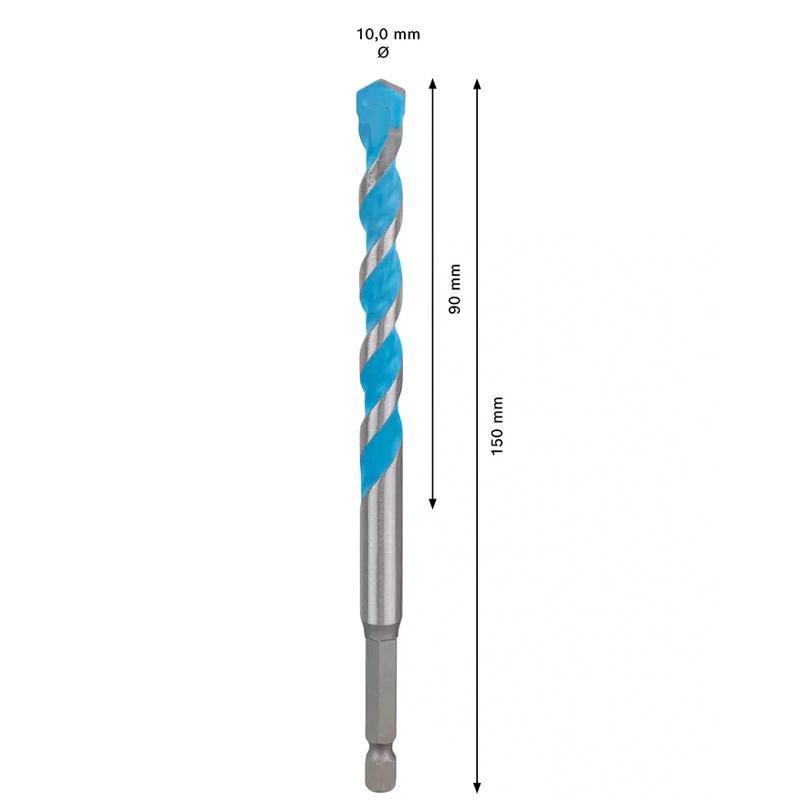 BOSCH 2608900582 EXPERT HEX-9 Multi Construction Drill Bit 10mm 150mm For Concrete  Soft Tiles High Hardness Twist Drill