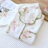Women's Pastoral Pajamas Set - Long Sleeve, Double Layer Crepe, Pure Cotton Gauze for Spring, Summer, Autumn.