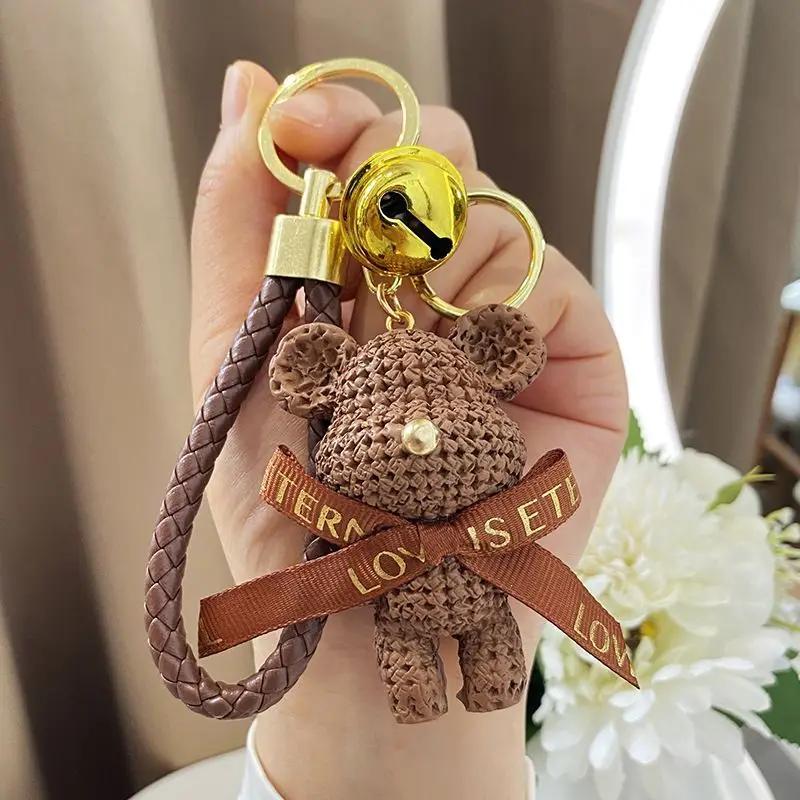 Cute Cartoon Bow Tie Bear Keychain Couple Bag Pendant Keychain School Bag Pendant Doll Mobile Phone Doll Pendant Car Keychain
