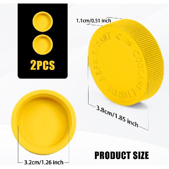 2PCS Engine Radiator Coolant Reservoir Tank, Yellow Coolant Reservoir Cap, OEM# 21712-79900 Replacement