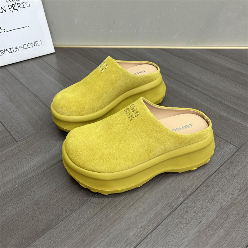 Baotou half-drag muffin shoes for women's outer wear 2025 spring and summer Korean version versatile thick-soled heightening casual lazy one-pedal s