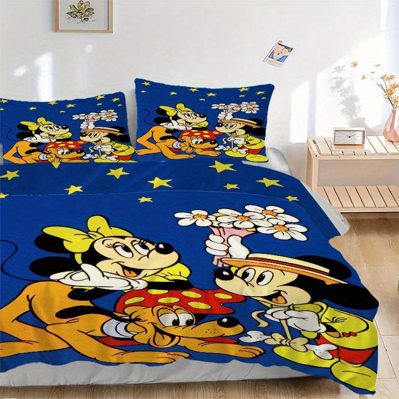3pcs Mickey Minnie Pluto Quilt Set Soft and Comfortable Bedroom, Guest Room and Dorm Decor Bedding Set Q052