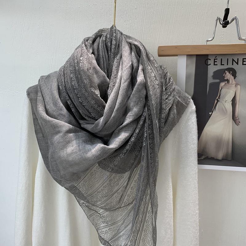 Vreovor Gentle Lace Linen Thin Scarf Fashionable Women'S Outer Shawl Early Spring And Summer Foreign Style Gift