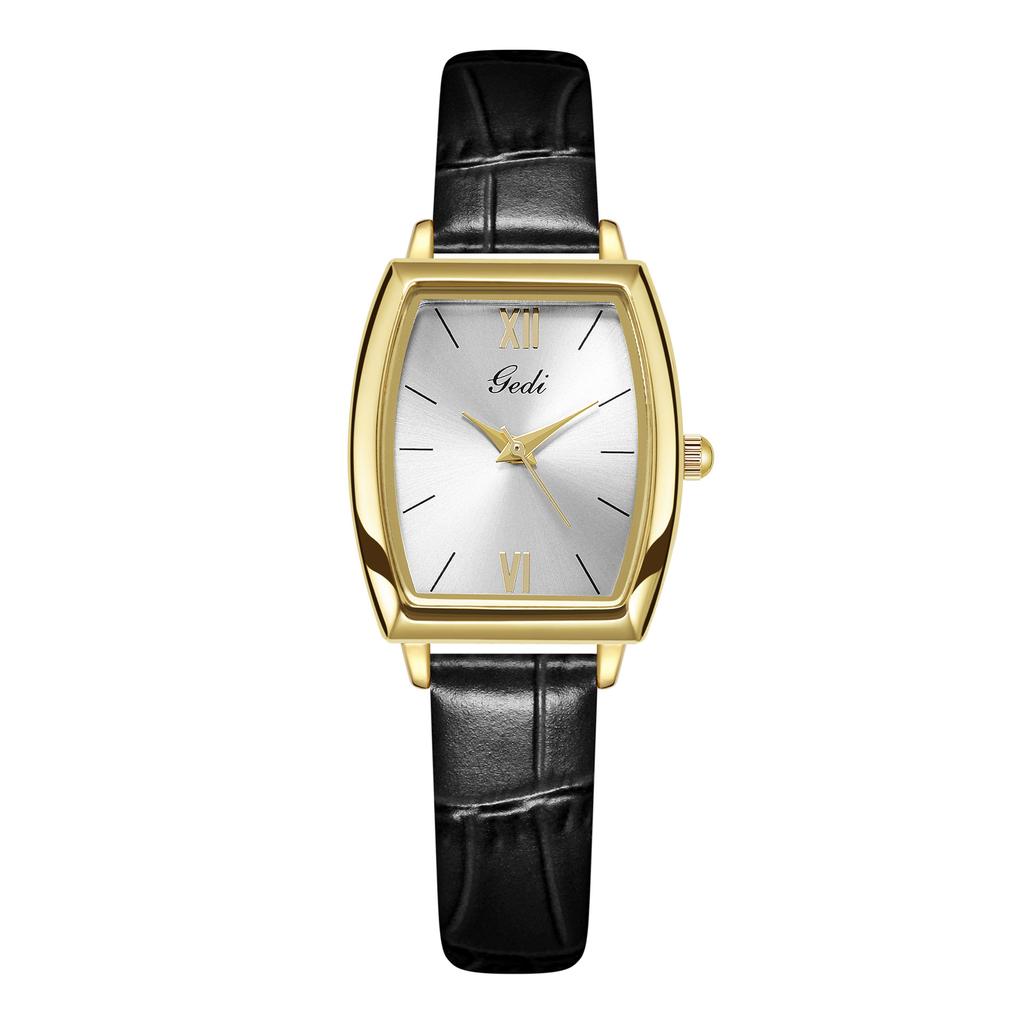Retro Wine Barrel-Shaped Women'S Watch Simple And High-End Belt Watch Women'S Waterproof Quartz Watch