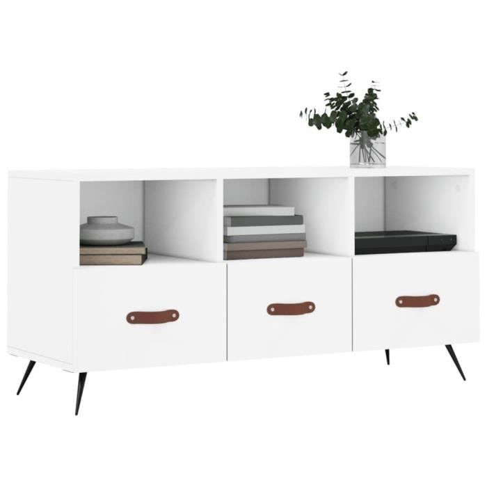 VidaXL Meuble TV blanc 102x36x50 cm bois d'ingénierie 829004