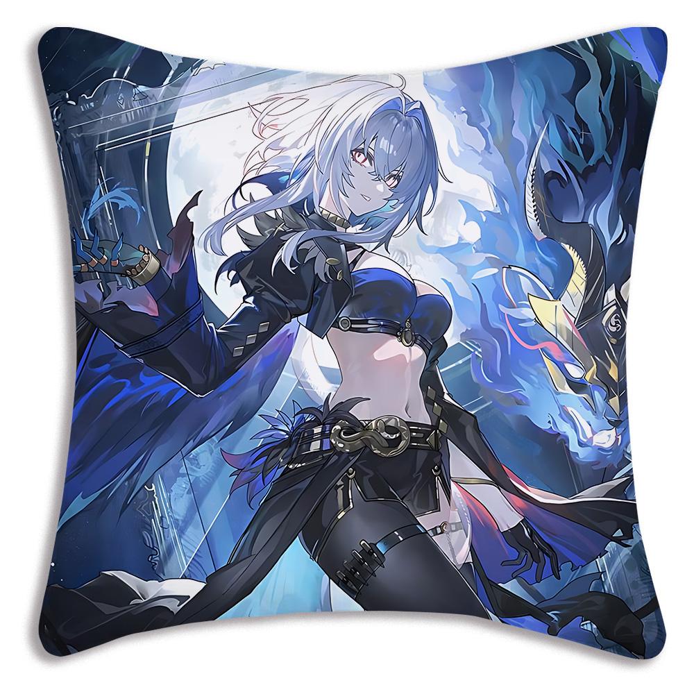 Game Wutherings W-Waves Pillow Covers Cartoon Sofa Decorative Home Double-sided Printing Short Plush Cute Cushion Cover