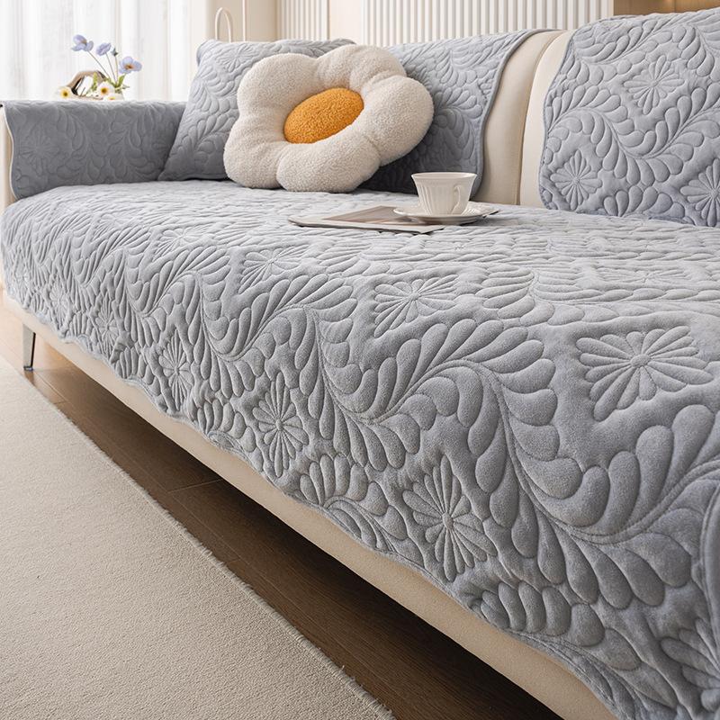 Sofa Cushion Simple Winter Plush Light Luxury Style Cushion Thickened Anti-Slip Leather Sofa Cover Cover Cloth Universal