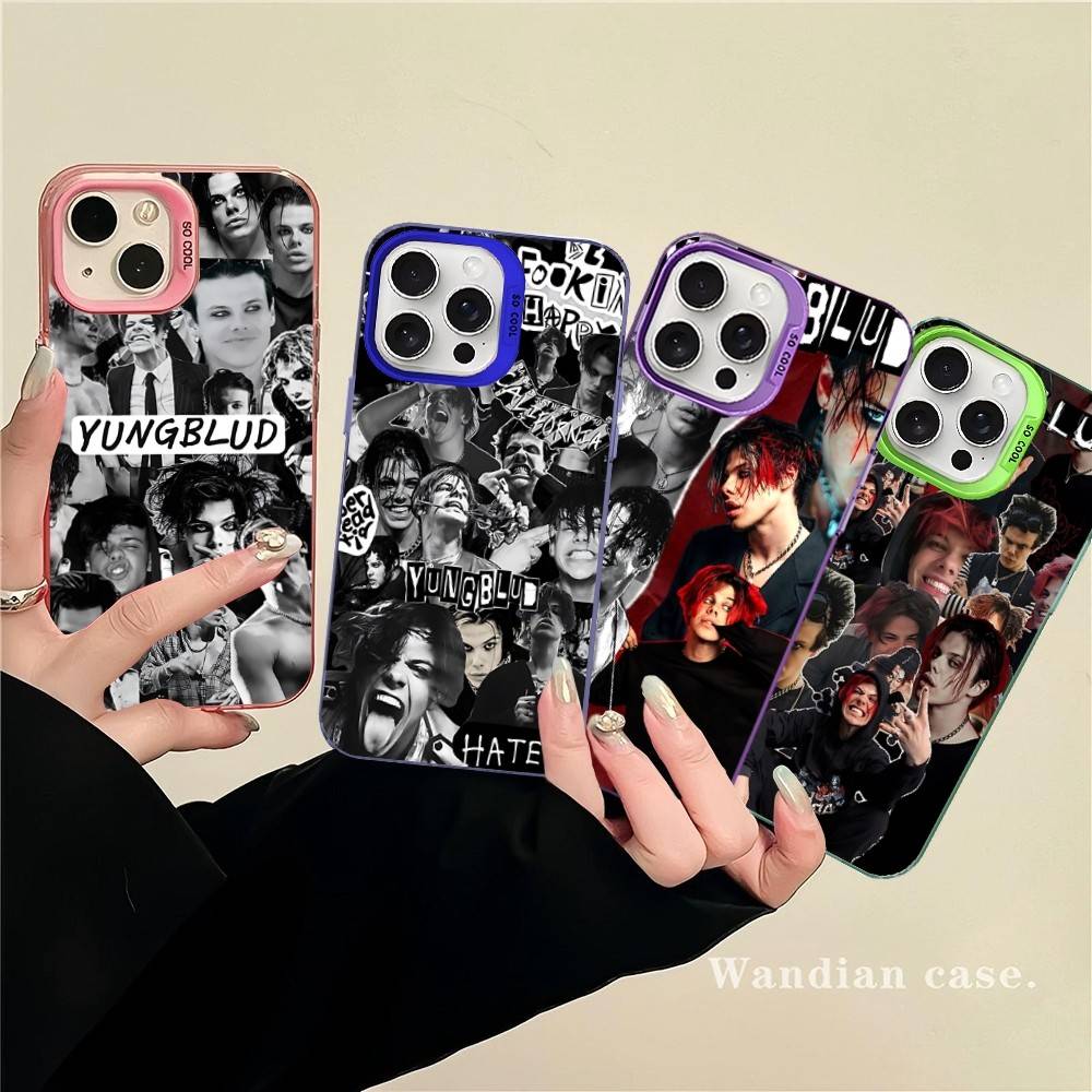 Y-Yungblud Hot Singer For Iphone 15 14 13 Plus 17 16 12 11 Pro Max Matte Colored Silver Luxury Phone Cover