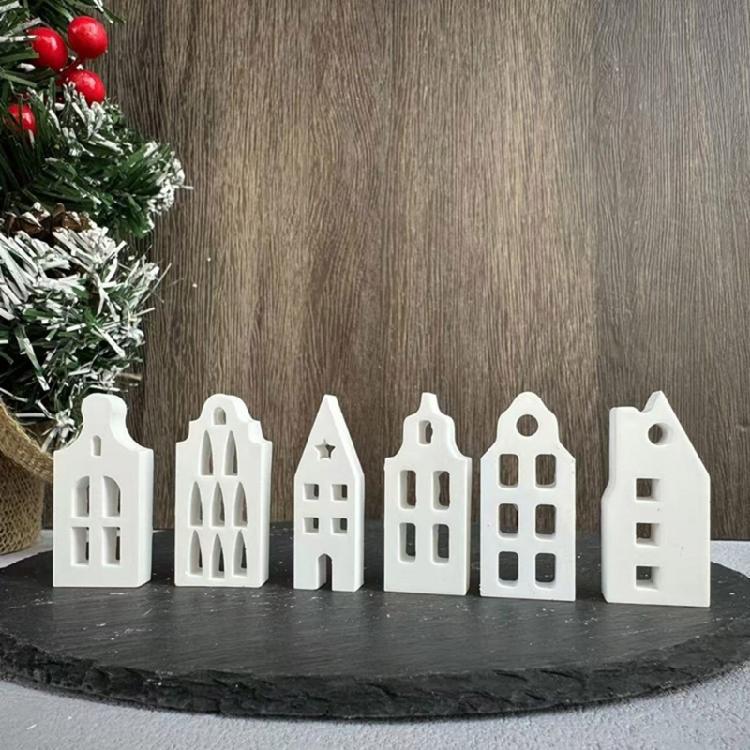Ornament Mould Flexible Silicone Mold for Office Decoration Miniature House Shaped Desktop Embellishment Making Molds