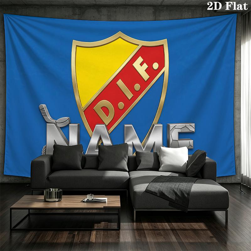 Custom Name,Djurgårdens IF Wall tapestry, aesthetic printed fabric blanket, suitable for bedroom, living room, and home decor.